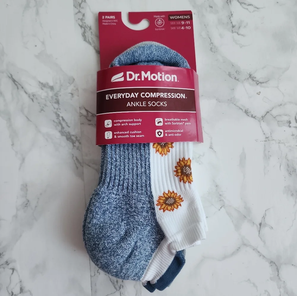 Dr. Motion Ankle Socks 6 Pairs Compression Socks Size Socks 9–11 Shoe 4-10